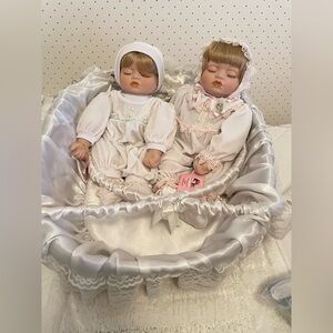 Adorable Twin Baby Doll Set with bassinet By Traditions dolls
